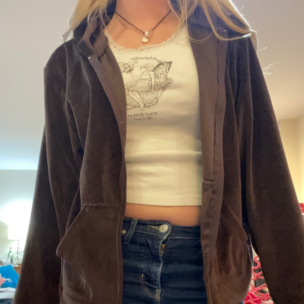 Juicy couture looking brown velvet zip up